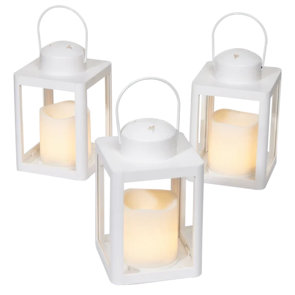 3-Pack: Sterno Home White Lantern Square with Stars
