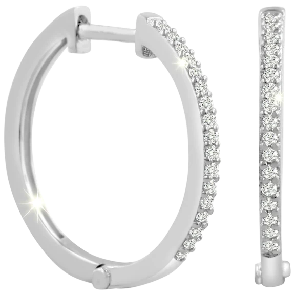Diamond Hoop Earrings 1/4 Carat TW with Hidden Snap Posts