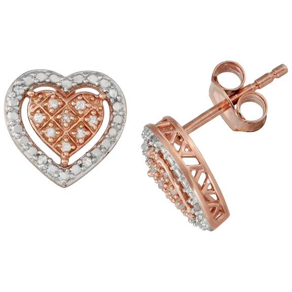 Diamond Muse 1/10 Carat TW Diamond Heart-Shaped Stud Earrings