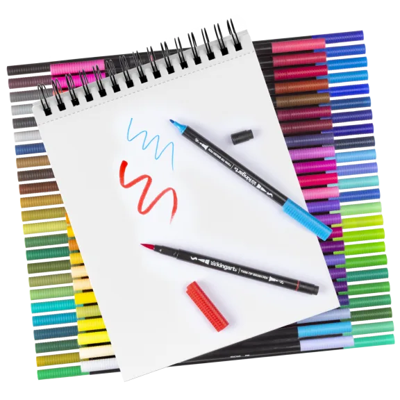 KingArt PRO Twin-Tip™ 96-Color Marker Set with 8"x10" 60 Sheet Mixed Media Pad