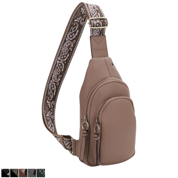 Malibu Skye Vera Double Compartment Sling Bag with Pattern Webbing