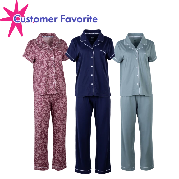 Born Notch Collar Pant & Short Sleeve Set