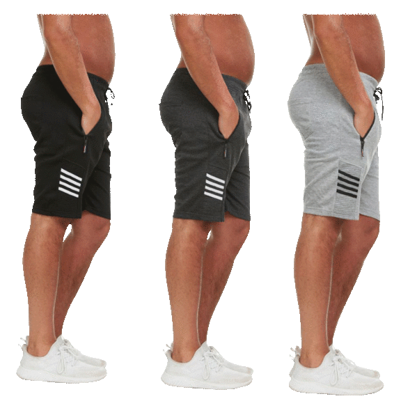 3-Pack: Nextex Apparel Men's Moisture Wicking Shorts with Zipper Pockets