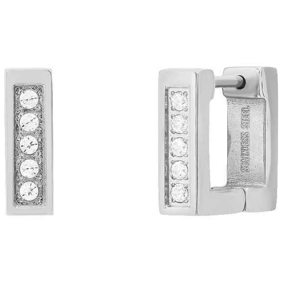 SteelTime Plated Stainless Steel & Simulated Diamonds Square Huggie Earrings