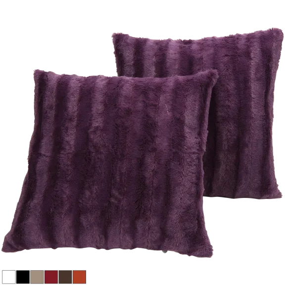 2-Pack: Cheer Collection Faux Fur 20" x 20" Decorative Throw Pillows