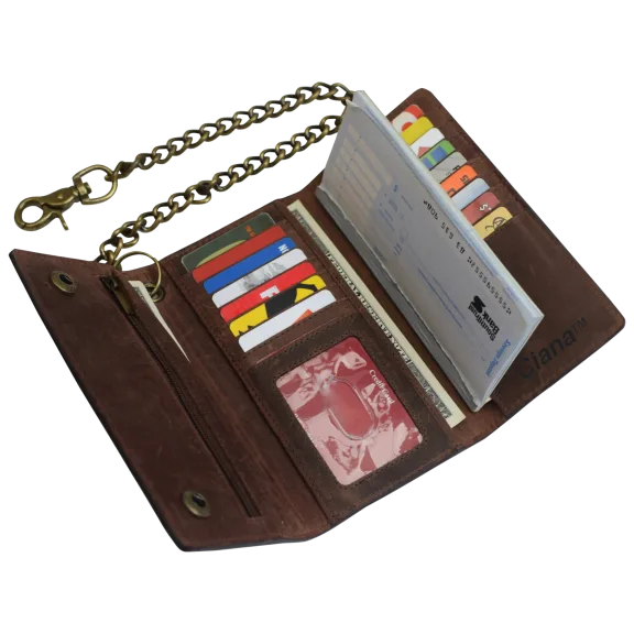 Long Style Vintage Leather RFID Blocking Tri-Fold Wallet