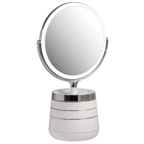 Sharper Image SpaStudio 10” LED Vanity Mirror with Built-In Storage Trays