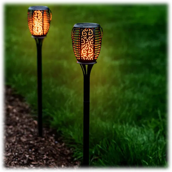 2-Pack: Touch of Eco SunStake Solar LED Tiki Stake Lights 20"