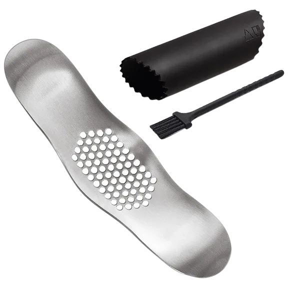 1 or 2 Pack Garlic Crusher Press and Peeler with Cleaning Brush by Two Elephants