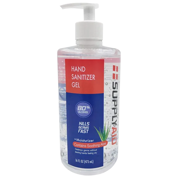 SupplyAID 80% Alcohol Hand Sanitizer Gel with Soothing Aloe