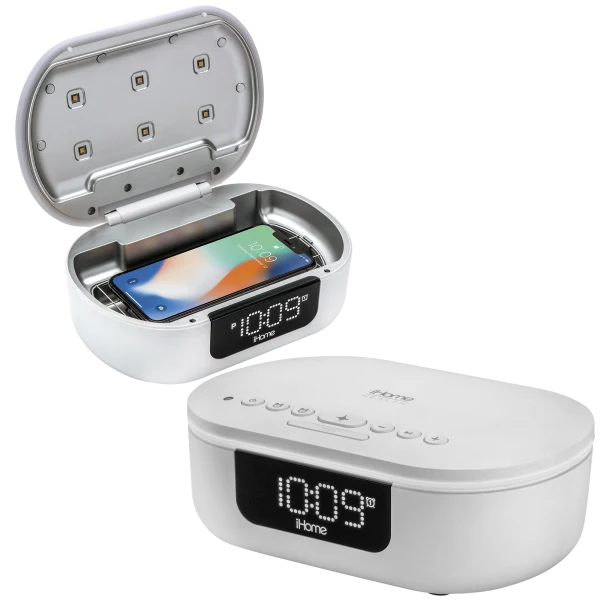 2-Pack: iHome Bluetooth Speaker Clocks with 360° UV-C Sanitizer