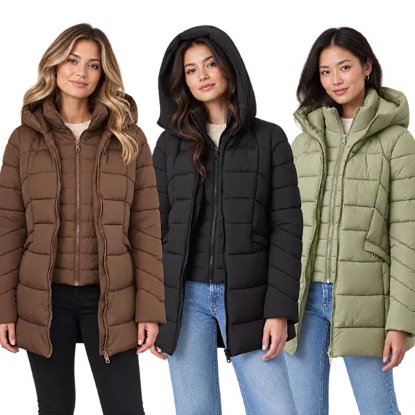 Bernardo Hooded Cosmic Puffer Coat with Bib