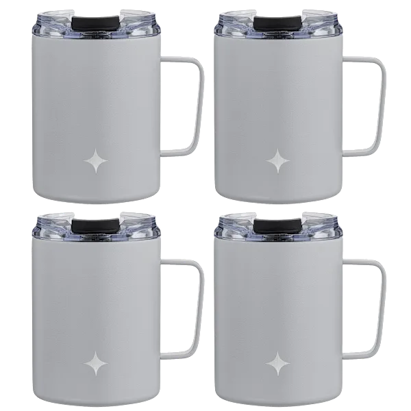 4-Pack: JoyJolt 12oz Coffee Mugs with Handle & Clear Flip Lids