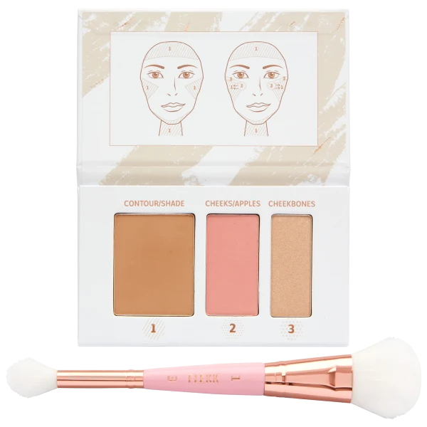 Flekk Cosmetics 2-Piece Quikk Contour Palette and Brush Set in Quincy