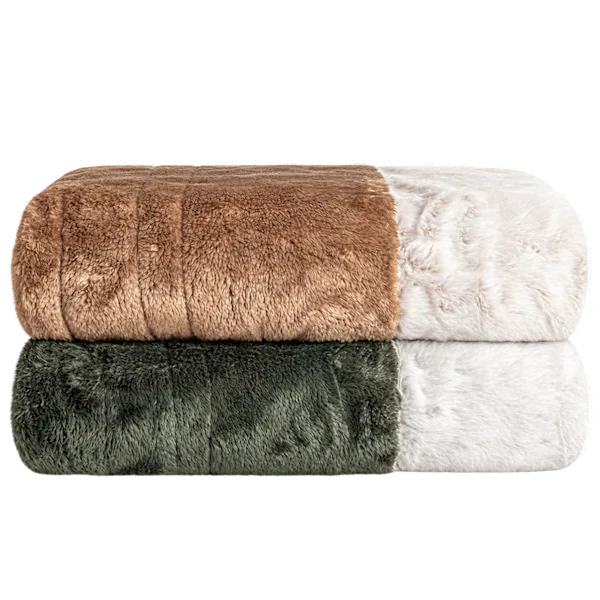 Bombay Faux Fur Reversible Heated Throw