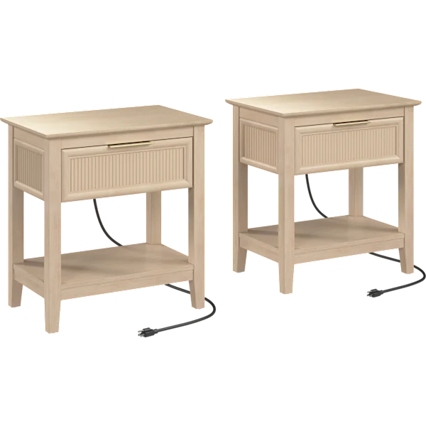 2-Pack: Bush Home Camille Fluted End Tables with Hidden Charging
