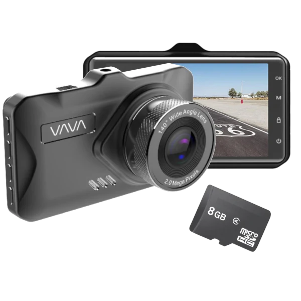 VAVA 1080P 3" Dash Cam with Parking Monitor & 8GB SD Card