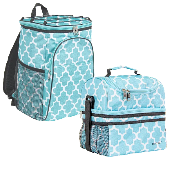 Smart Cart Insulated Cooler Backpack and Lunch Bag Bundle