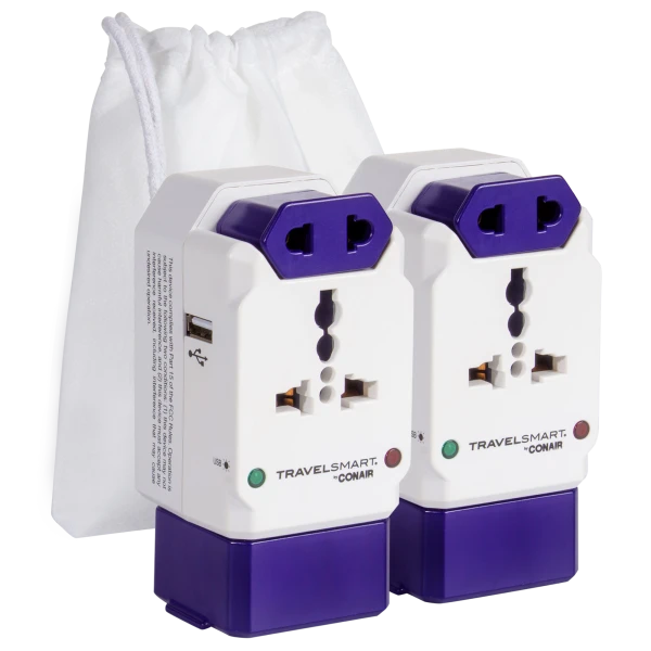 2-Pack: TravelSmart by Conair All-in-One Adapter with USB