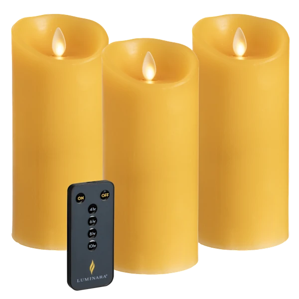 3-Pack: Luminara Flameless 6.5" Pillar Candles with Remote