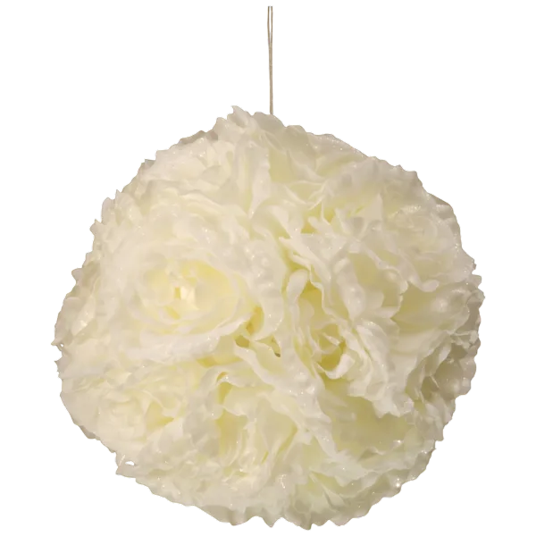National Tree Company 8.75" Glittered Rose Ball with Hanging Rope