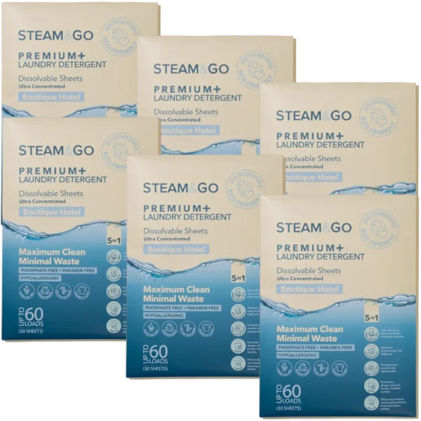 6-Pack: Steam & Go Laundry Sheets (180 sheets / 360 loads)