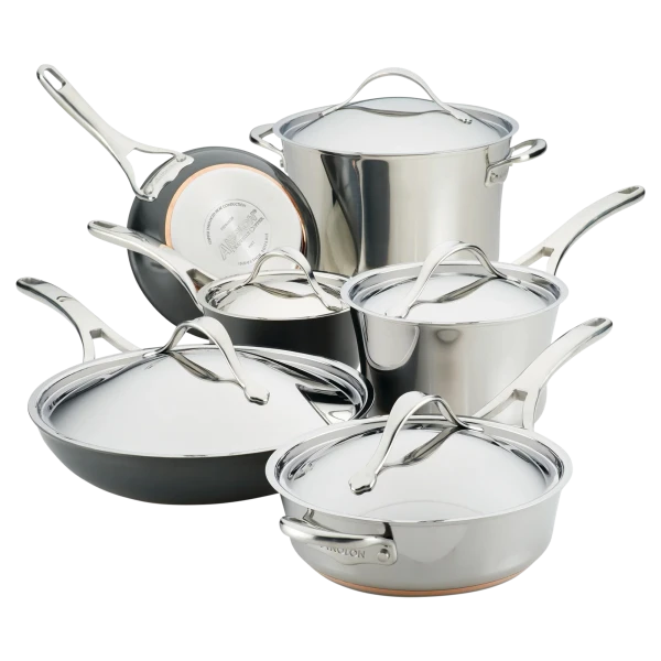 Anolon Nouvelle Luxe 11-Piece Stainless and Hard Anodized Cookware Set