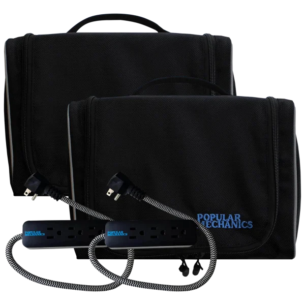 2-Pack: Popular Mechanics Travel Gear Bags with Powerstrip