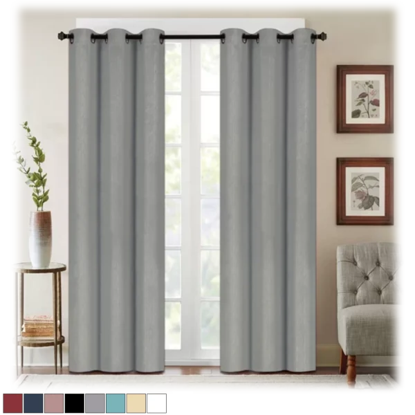 J&V Textiles Denver Collection Embossed Blackout Curtains Panels (63" or 84")