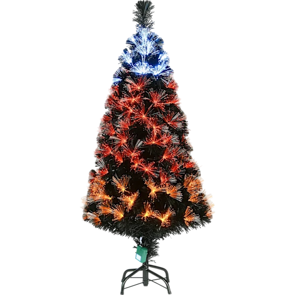 National Tree Company 4' Black Fiber Optic Tree with Candy Corn Lights