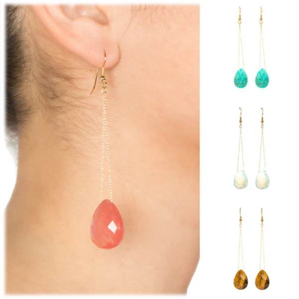 Gemstone Chain Drop Earrings by Monique Leshman
