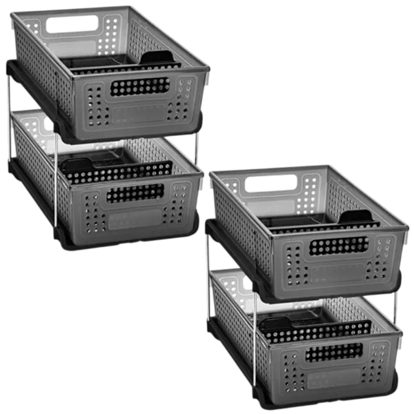 2-Pack: Madesmart Premium Antimicrobial Under Cabinet 2-Tier Organizers