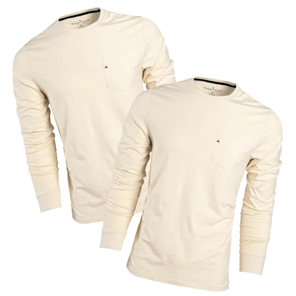 2-Pack: Tailor Vintage 95% Cotton Stretch Slub Jersey Long Sleeve Pocket Tees