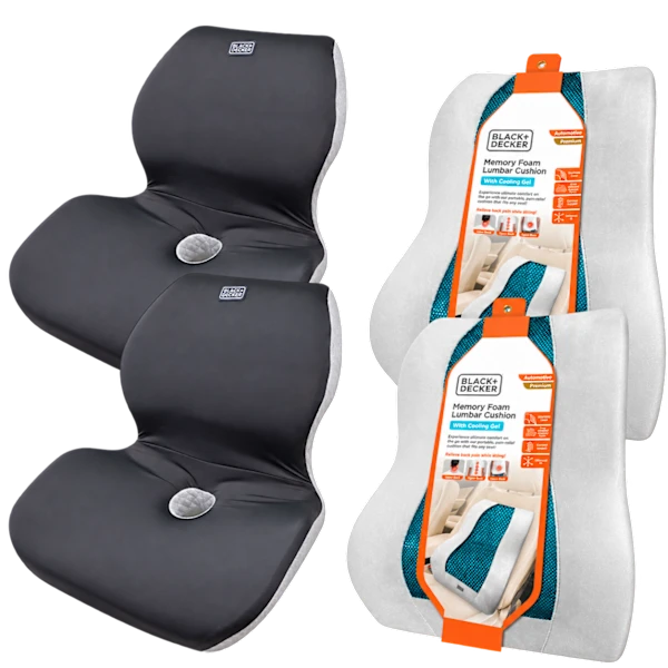 2-Pack: Black + Decker Full-Chair or High-Back Lumbar Support Cushions