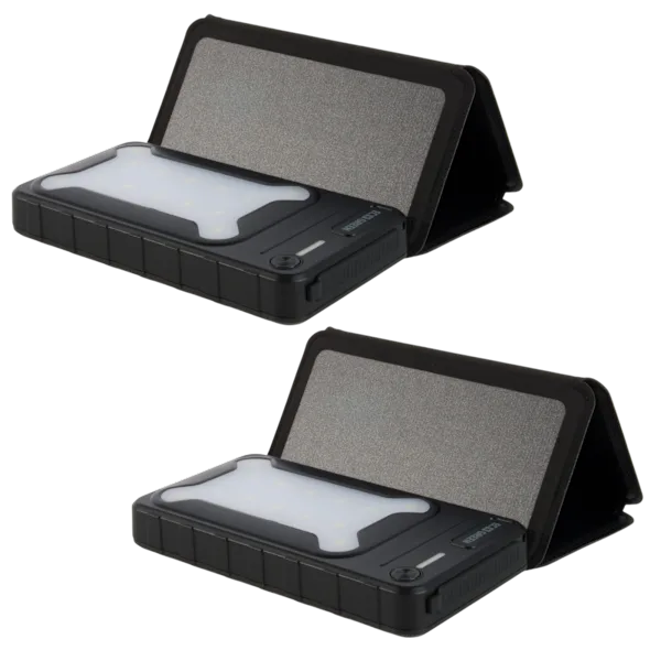 2-Pack: EcoGreen 10,000mAh Flood Light Power Bank with Fold-Out Solar Panel