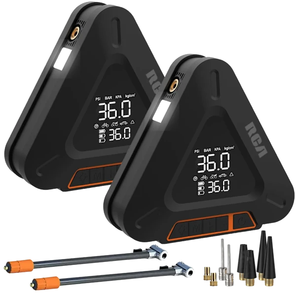 2-Pack: RCA Rechargeable Tire Inflator and Multifunction Emergency Tools
