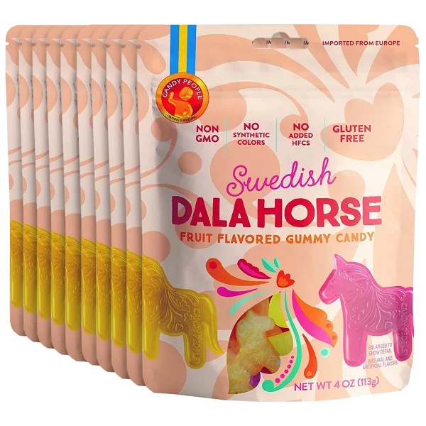 10-Pack: Candy People Swedish Dala Horse Gummies (4 oz, 2.5lb total)