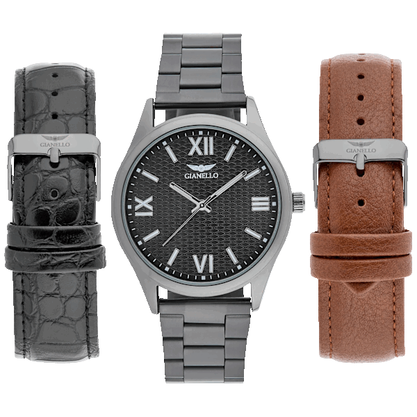 Gianello Interchangeable 3-Strap Watch Set