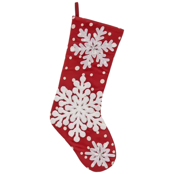 National Tree Company Stocking with Snowflake Embroidery
