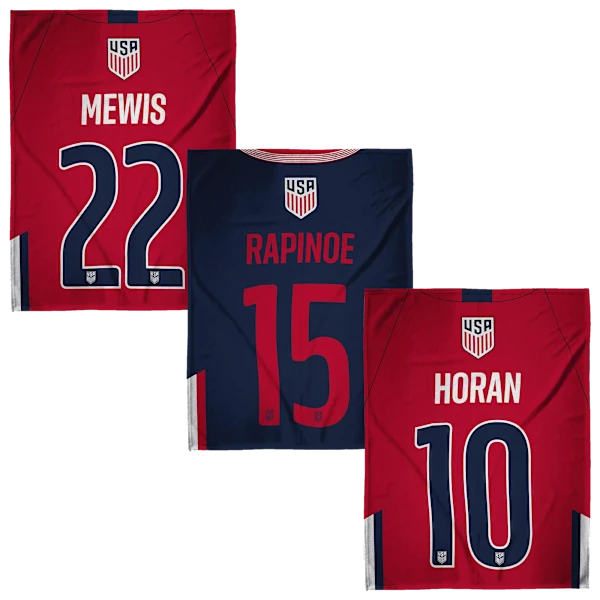 3-Pack: Sleep Squad 60" x 80" Women's USA Soccer Blankets