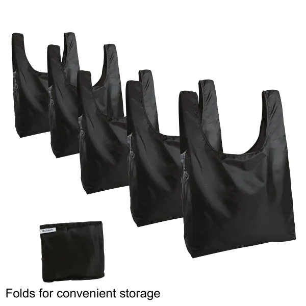 5-Pack: Fit & Fresh Grocery Totes with Pocket and Handles