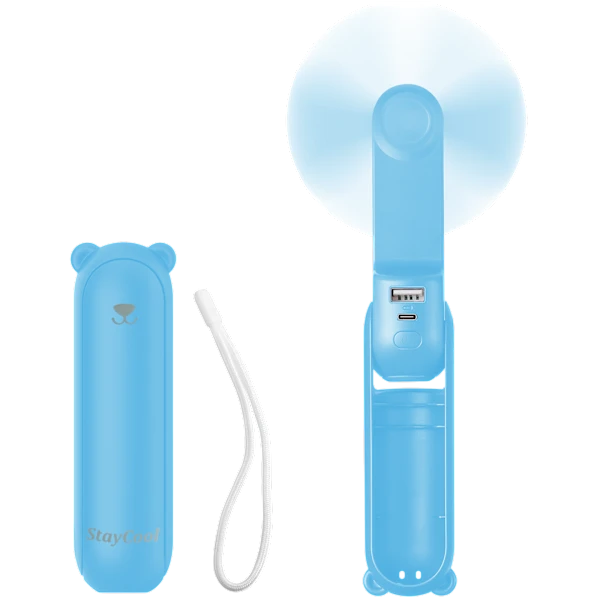 Quick and Cool Handheld Fan, Flashlight & Power Bank
