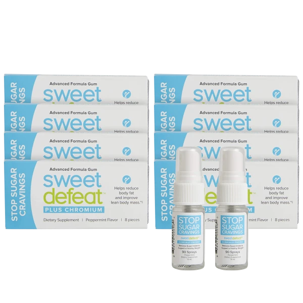 10-Pack: Sweet Defeat Anti-Sugar Bundle (8 packs of gum + 2 Sprays)