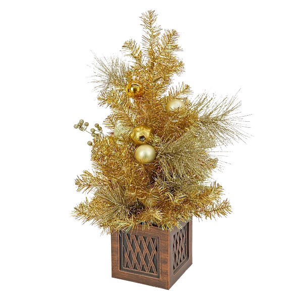 National Tree Company 36" Christmas Be Merry Decorated Gold Tabletop Tree