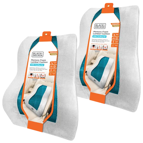 2-Pack: BLACK+DECKER Memory Foam Lumbar Support Pillow with Cooling Gel