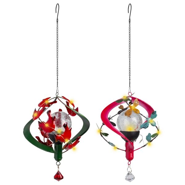 Exhart Solar Metal And Glass Hanging Crackle Ball