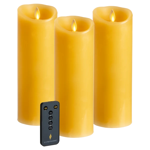 3-Pack: Luminara Flameless 8.5" Pillar Candles with Remote