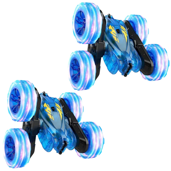 2-Pack: RacingFun Remote Control Double-Sided Stunt Cars with Lights