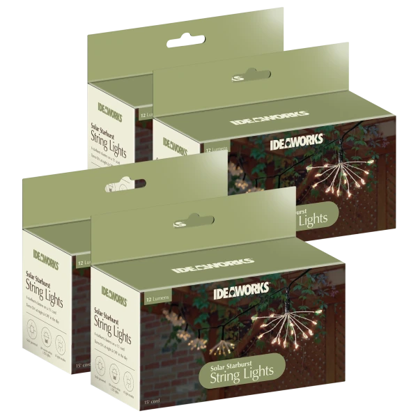 4-Pack: Ideaworks Solar-Powered Starburst String Lights