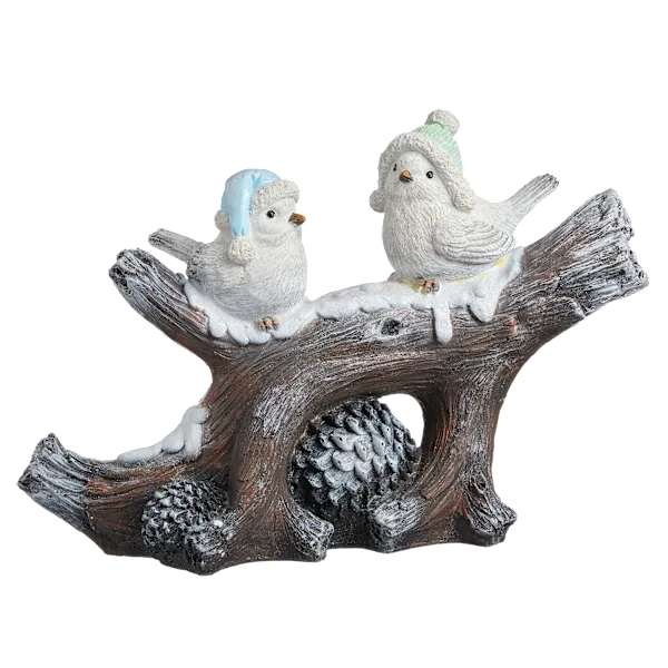 Kringle Express Branch with Two Birds Figure (20" x 13.5" x 7")